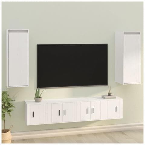 Pensili 2 Pz Bianchi 30x30x80 Cm In Legno Massello Di Pino - Foto 10