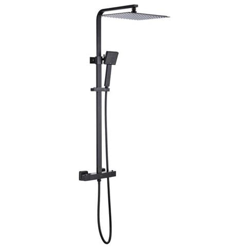 Colonna Doccia Oceanic - Miscelatore Termostatico Corpo Freddo - Soffione Doccia Alto Quadrato 30x30 Cm - Nero Opaco - Foto 1