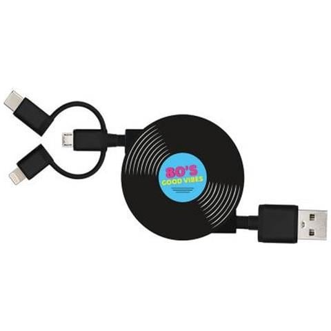 Cavo 3 In 1 Suzy Usb A/micro Usb & Usb C & Lightning 1m Vinyl, Blu - Foto 1