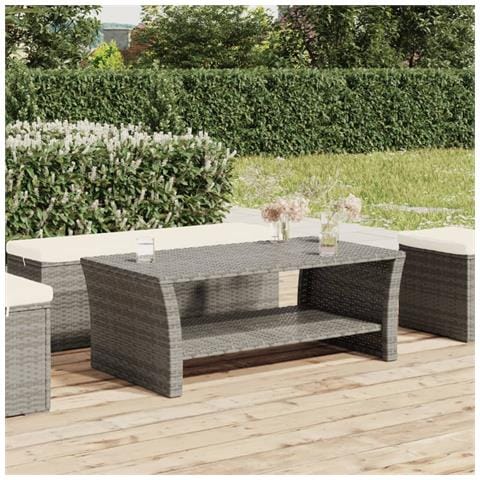 Tavolino Grigio 100x50x40 Cm In Polyrattan - Foto 1