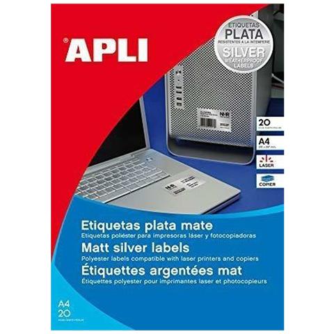 Etichette Per Stampante Argentato Metallizzato 45,7 X 21,2 Mm A4 - Foto 3