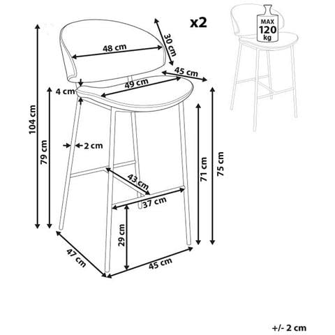 Set Di 2 Sedie Alte Kiana Blu Marino - Foto 9