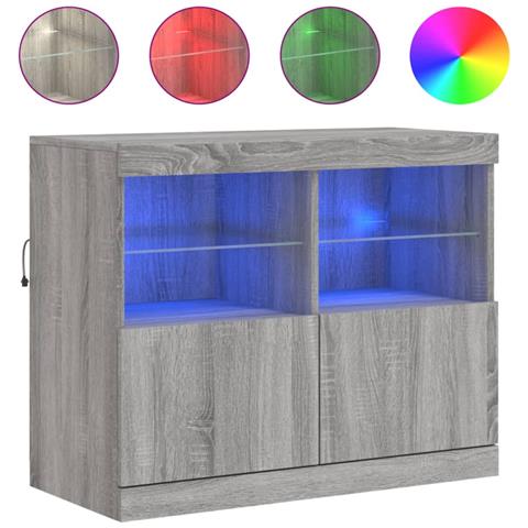 Credenza Con Luci Led Grigio Sonoma 81x37x67 Cm - Foto 2