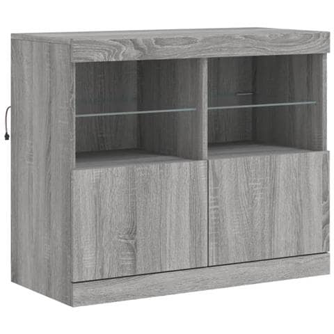 Credenza Con Luci Led Grigio Sonoma 81x37x67 Cm - Foto 3