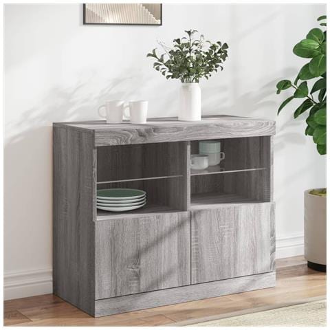 Credenza Con Luci Led Grigio Sonoma 81x37x67 Cm - Foto 1