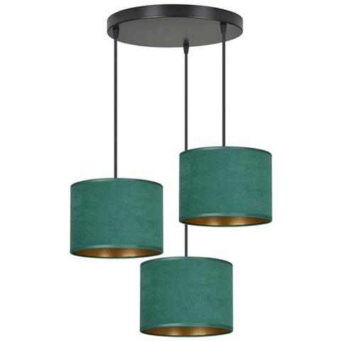 Lampada A Sospensione Hilde - Nero, Verde - Acciaio Verniciato A Polvere, Tessuto - 42x100x50 Cm - Foto 1
