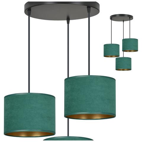 Lampada A Sospensione Hilde - Nero, Verde - Acciaio Verniciato A Polvere, Tessuto - 42x100x50 Cm - Foto 2