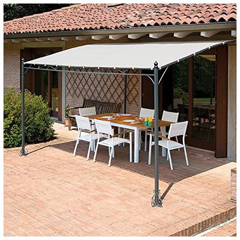 Gazebo Pergola In Acciaio Veranda Addossata Fissaggio A Parete Mt 3,5x2,5 Mirelle - Foto 2
