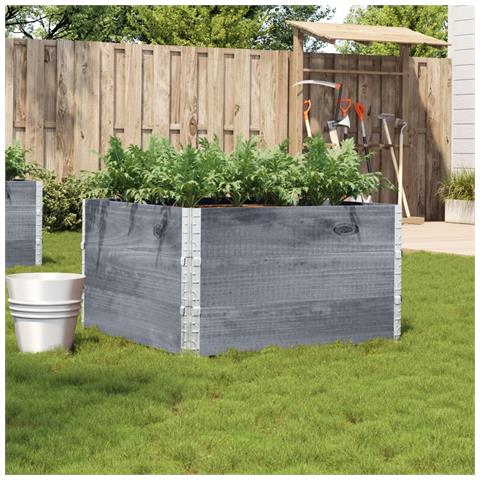 Fioriera Da Giardino Grigia 100x100 Cm Legno Massello Di Pino - Foto 1