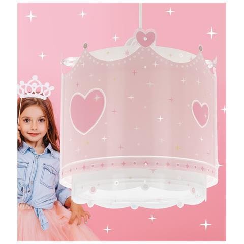 Lampada A Sospensione Per Bambina Little Queen Piccola Regina Corona E Cuori - Foto 1