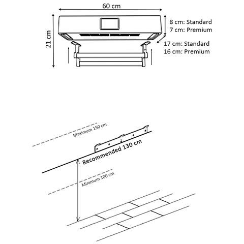 Asciugasalviette Elettrico Con Disinfettante Uv Per Bagno /cucina, A Parete, L60cm, 450w, Standard Nero - Foto 2