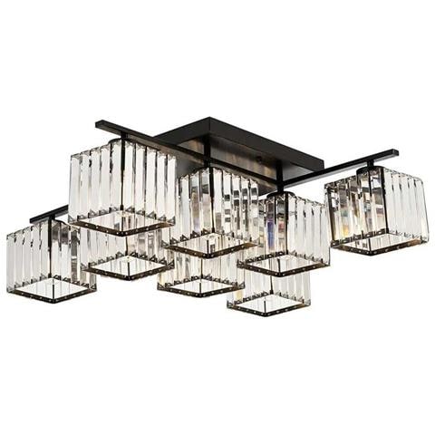 Lampadario Da Soffitto 8 Cubi In Vetro Portalampadina E27 Metallo Nero Moderno - Foto 1