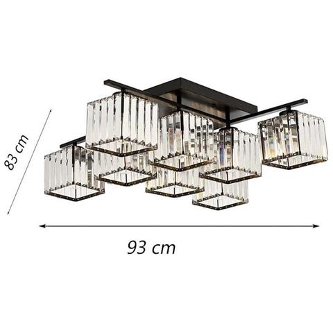 Lampadario Da Soffitto 8 Cubi In Vetro Portalampadina E27 Metallo Nero Moderno - Foto 5