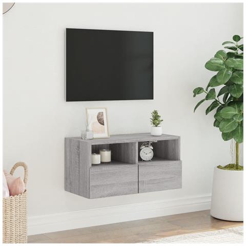 Mobile Tv A Parete Grigio Sonoma 60x30x30 Cm Legno Multistrato - Foto 3