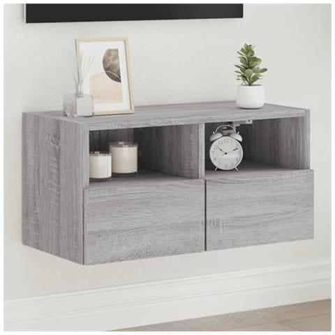 Mobile Tv A Parete Grigio Sonoma 60x30x30 Cm Legno Multistrato - Foto 1
