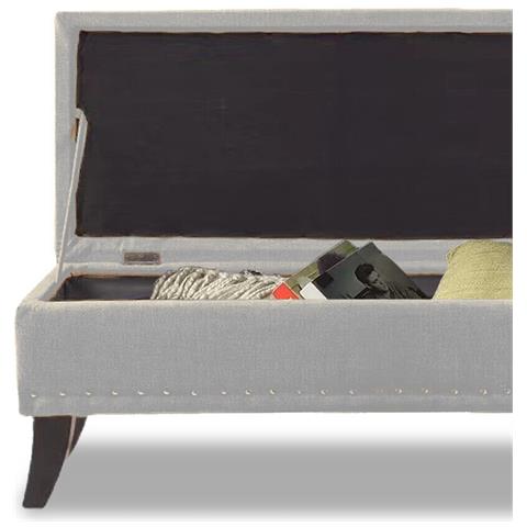 Pouf Panca Contenitore in Lino Rettangolare Morbido Capiente Divanetto Divano - Foto 5