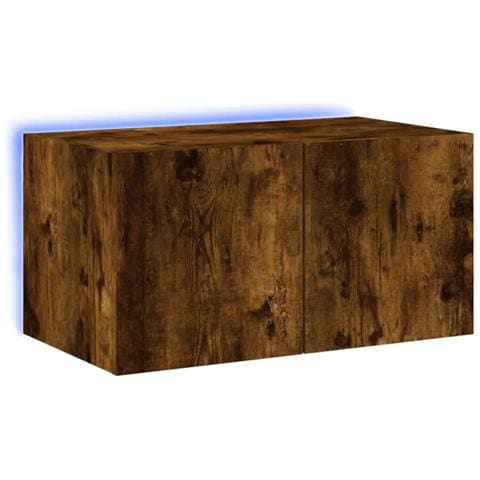 Mobile TV a Parete con Luci LED Rovere Fumo 60x35x31 cm - Foto 1