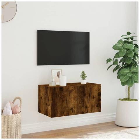 Mobile TV a Parete con Luci LED Rovere Fumo 60x35x31 cm - Foto 10