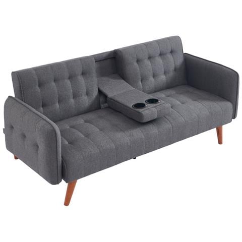 Inverness Divano Trasformabile A 3 Posti Con Tavolo Centrale Pieghevole - Grigio - Foto 1