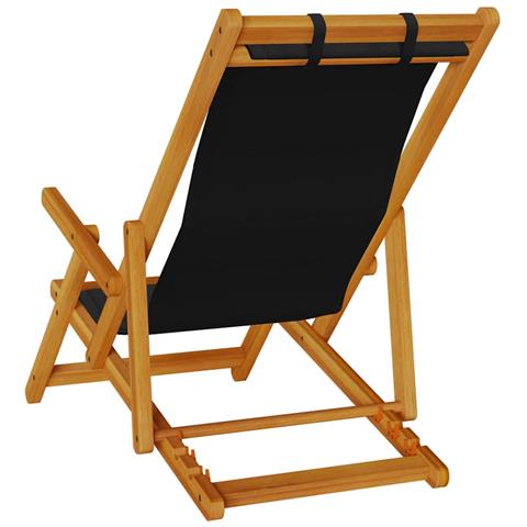 Sedia da Spiaggia Pieghevole Braccioli Legno Acacia&Textilene - Foto 9