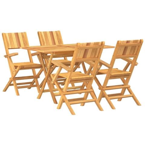 Set Da Pranzo Per Giardino 5 Pz In Legno Massello Di Teak - Foto 2