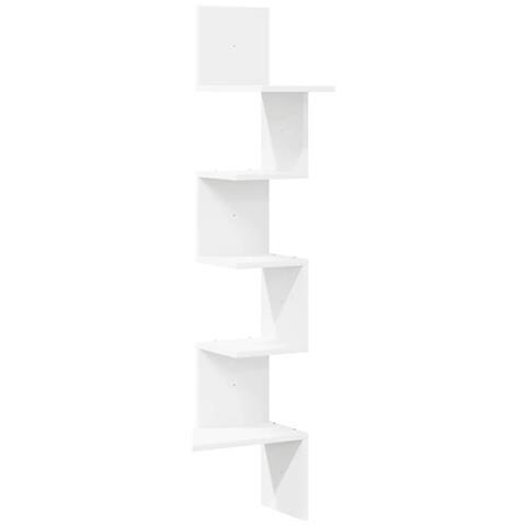 Scaffale Angolare Muro Bianco 32x32x127,5 Cm Legno Multistrato - Foto 2