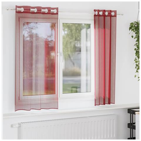Tende In Voile Con Occhielli 2 Pz Rosso Vino - Foto 1