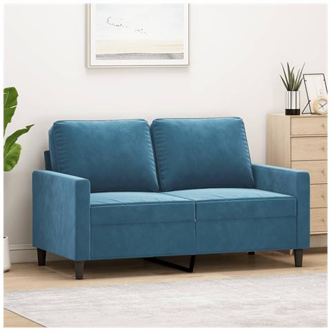 Lusso Casadino -  Divano A 2 Posti Blu 120 Cm In Velluto - Foto 8