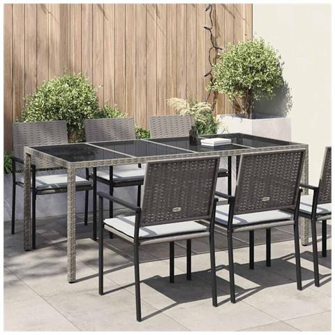 Tavolo da Pranzo da Giardino Grigio 190x90x75 cm Polyrattan - Foto 2