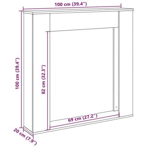 Cornice per Camino Grigio Cemento 100x20x100 cm in Truciolato - Foto 9