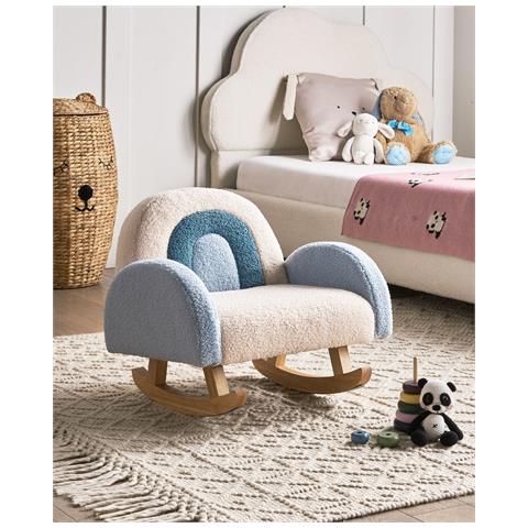 Sedia A Dondolo Per Bambini Arcobaleno Ombo Bouclé Azzurro - Foto 1