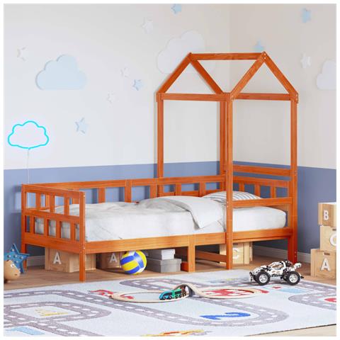 Dormeuse con Tetto Marrone Cera 90x200 cm Legno Massello Pino - Foto 2