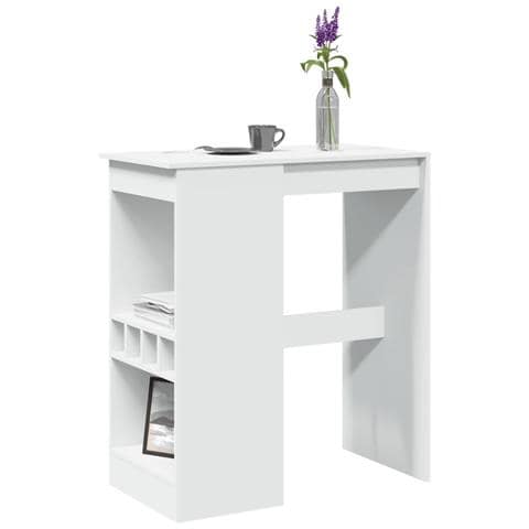 Tavolo Bar con Rastrelliera Bianco 90x47,5x103,5 cm Truciolato - Foto 2