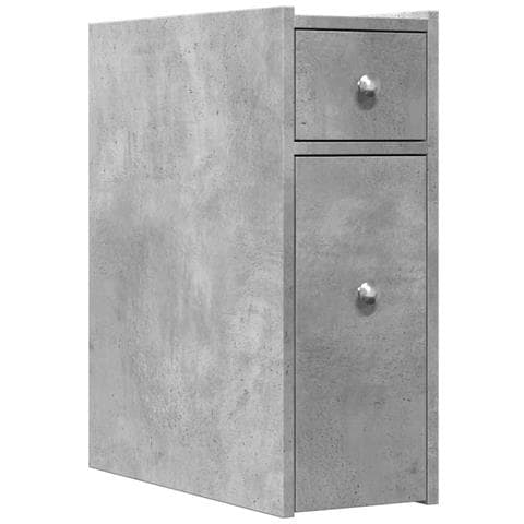 Armadietto da Bagno Stretto con Ruote Grigio Cemento Truciolato - Foto 1