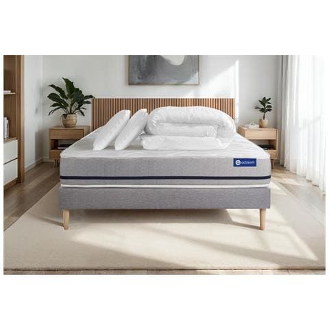 Pacchetto Letto Completo - Materasso 140x190cm + Box Spring Con Doghe (in Kit) + 2 Cuscini + Piumino - Actimemo Soft - Foto 1