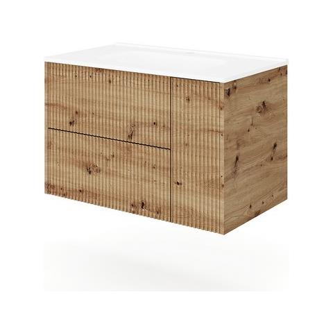 Base Sospesa Con Cassetti Cm 100 Mod. Trio Cannettato - Tabacco - Foto 1