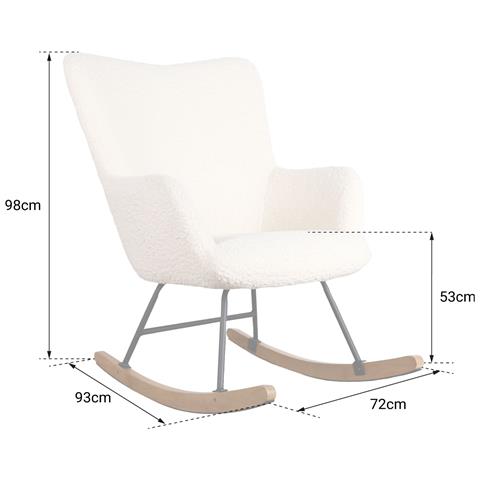 Sedia A Dondolo In Tessuto Bouclette Beige Kaira - Foto 2
