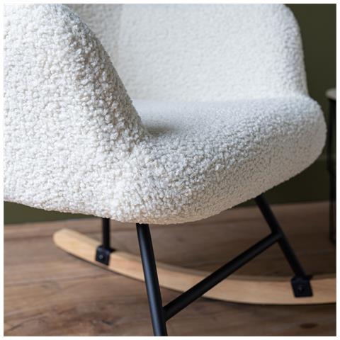 Sedia A Dondolo In Tessuto Bouclette Beige Kaira - Foto 7