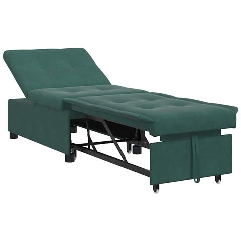 Divano Letto Verde scuro 67 x 194 x 38 cm Velluto - Foto 1