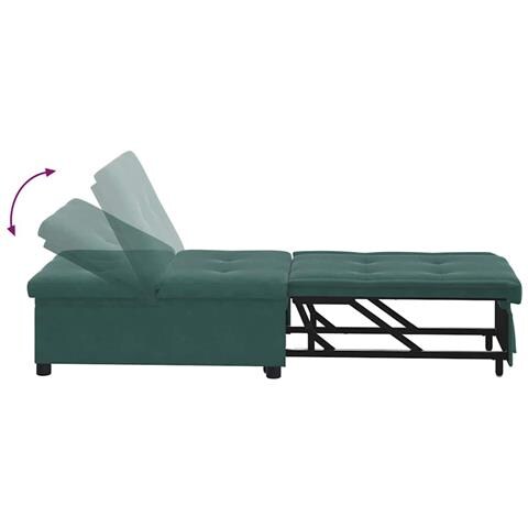 Divano Letto Verde scuro 67 x 194 x 38 cm Velluto - Foto 9