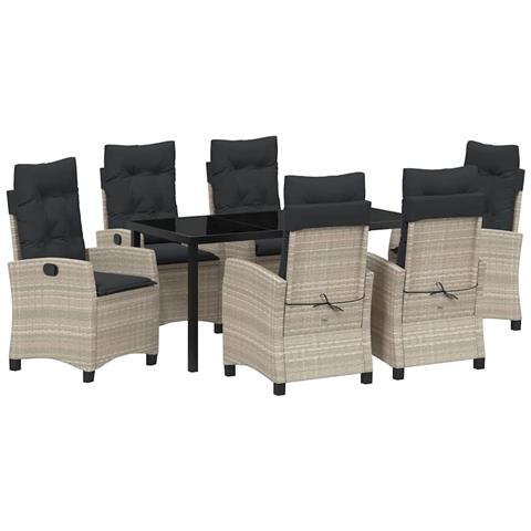 Set da Pranzo per Giardino 7 pcs Grigio chiaro polyrattan - Foto 1