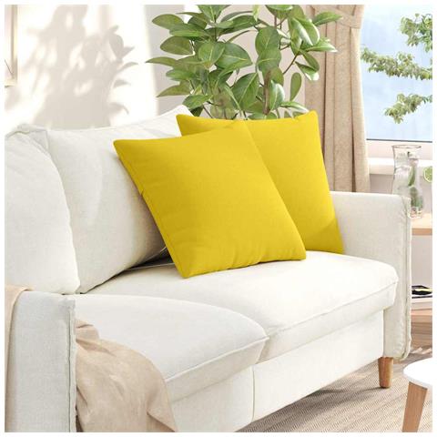 Cuscini da Divano 2 pcs Giallo Chiaro 50 x 50 cm Tessuto - Foto 2