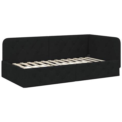 Cornice del letto ad angolo Nero 90 x 200 cm Tessuto - Foto 1