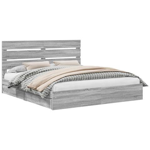 Letto con Contenitore con testiera Grigio Sonoma 180 x 200 cm - Foto 1