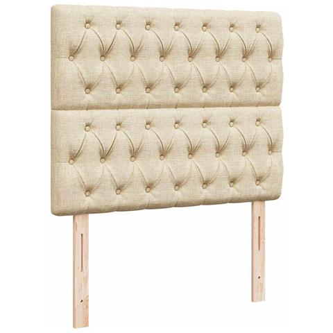 Struttura Letto Pouf con Materasso Crema 120x190 cm in Tessuto - Foto 9