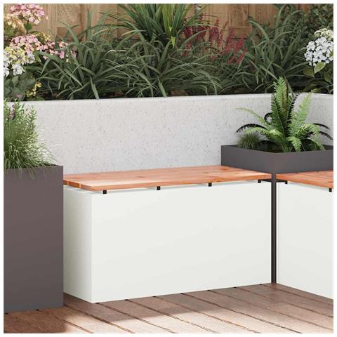 Panchina da giardino Bianco 80 x 40 x 43 cm Acciaio - Foto 2