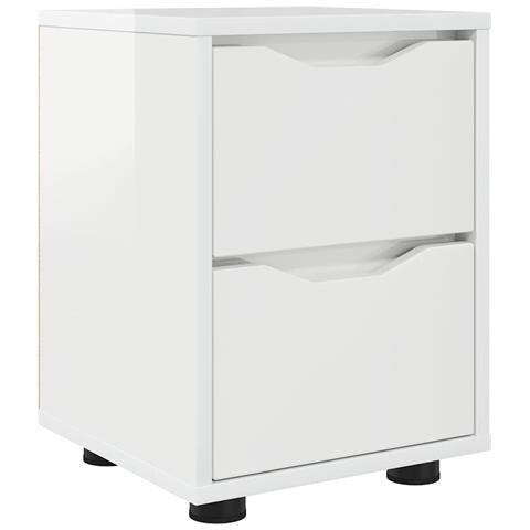 Comodino Bianco Lucido 30,5 x 30 x 43 cm Legno multistrato - Foto 1