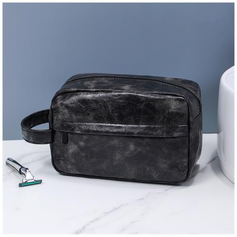 Beauty Case Da Viaggio In Pelle Pu - Borsa Da Toilette Portatile Di Grande Capacità Per Uomo E Donna Black - Foto 2