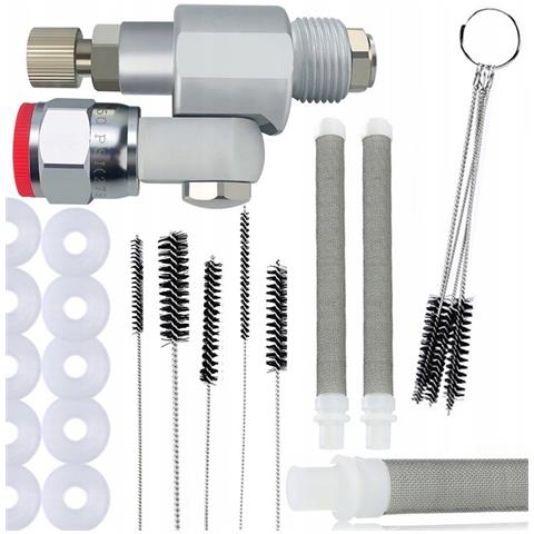 Valvola Cleanshot Per Spruzzatore Di Vernice - Set Con 10 Guarnizioni, 5 Spazzole Pulizia, 2 Filtri 60 Mesh | Alta Precisione E Durata - Foto 1