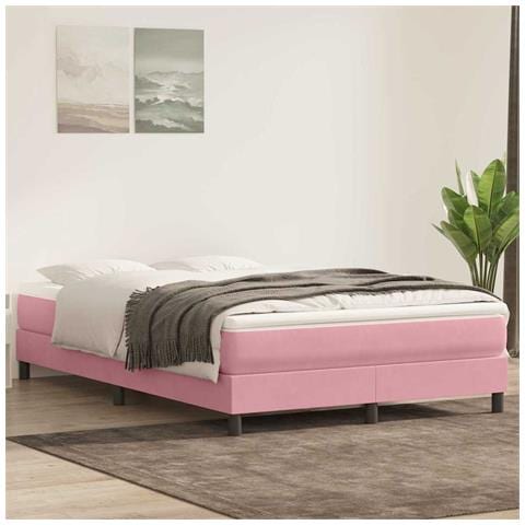 Giroletto a Molle con Materasso Rosa 160x220 cm in Velluto - Foto 2